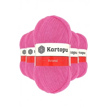 5 Adet Kristal Çift Katlı El Örgü Lif İpi Şeker Pembe K772 - kartopu mudanis