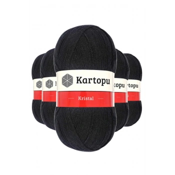 5 Adet Kristal Çift Katlı El Örgü Lif İpi Siyah K940