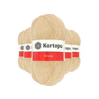 5 Adet Kristal Çift Katlı El Örgü Lif İpi Sütlü Kahve K884