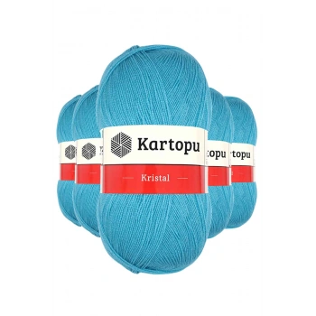 5 Adet Kristal Çift Katlı El Örgü Lif İpi Turkuaz K515