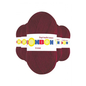 5 Adet Kristal El Örgü Lif İpi Bordo 98220