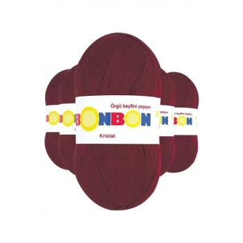 5 Adet Kristal El Örgü Lif İpi Bordo 98220 - bonbon mudanis