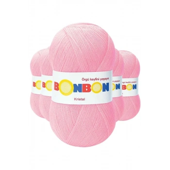 5 Adet Kristal El Örgü Lif İpi Şeker Pembe 98588 - bonbon mudanis