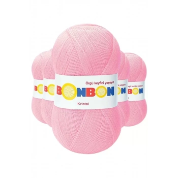 5 Adet Kristal El Örgü Lif İpi Şeker Pembe 98588 - bonbon mudanis
