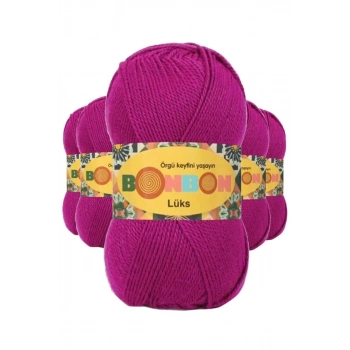 5 Adet Lüks Patik İpi Yünü Fuşya 98403 - bonbon mudanis