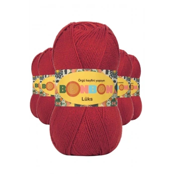 5 Adet Lüks Patik İpi Yünü Koyu Kırmızı 98676