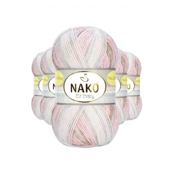 5 Adet Mini Batik Bebe El Örgü İpi Kahveli Pembe 32463