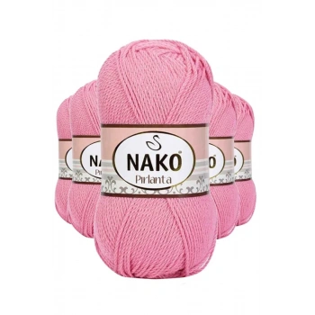 5 Adet Pırlanta Amigurumi El Örgü İpi Yünü Pembe 6740 - nako mudanis