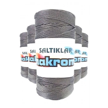 5 Adet Polyester Makrome İpi 423 Gri 100 gr