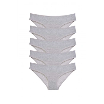 5 adet Süper Eko Set Likralı Kadın Slip Külot Gri