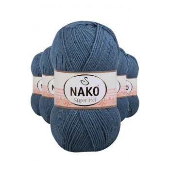 5 Adet Süper İnci El Örgü İpi 100 gr Fırtına Mavi 185