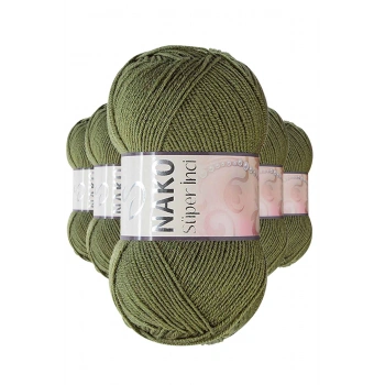 5 Adet Süper İnci El Örgü İpi 100 gr Haki 4234