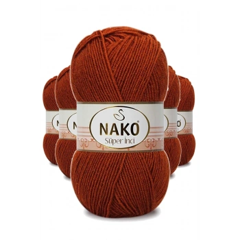 5 Adet Süper İnci El Örgü İpi 100 gr Kiremit 6679