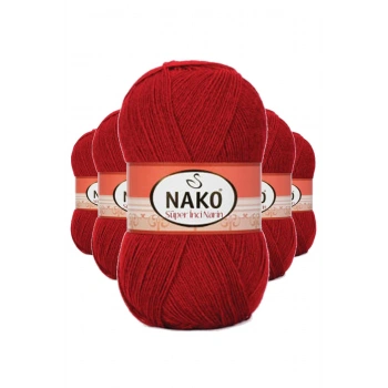 5 Adet Süper İnci El Örgü İpi 100 gr Koyu Kırmızı 1175