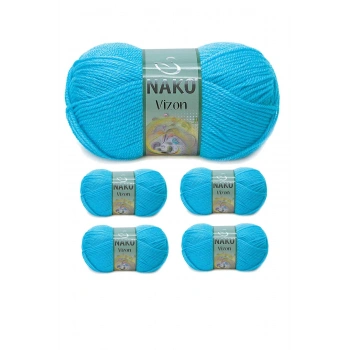5 Adet Vizon Premium Akrilik El Örgü İpi Yünü Renk No:235 Nazar Boncuğu