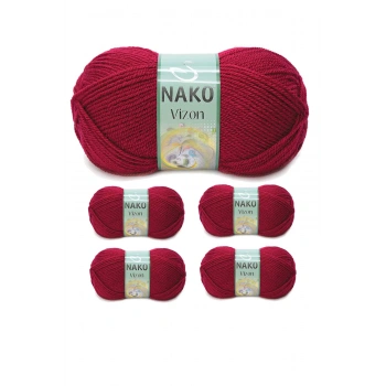 5 Adet Vizon Premium Akrilik El Örgü İpi Yünü Renk No:3630 Vişne Çürüğü