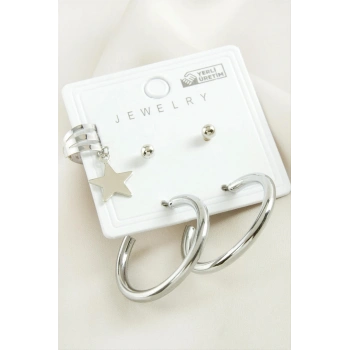 5 Adet Yıldız Boru Halka Küpe 2,5 cm