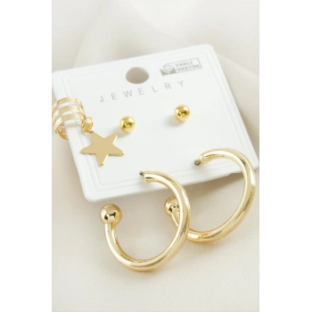 5 Adet Yıldız Boru Halka Küpe 2,5 cm