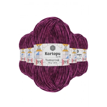 5 Adet Yumurcak Kadife El Örgü İpi Mürdüm K726