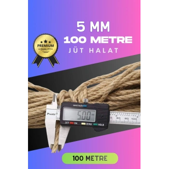 5 MM 100 Metre Jüt Halat Dekoratif Hasır İp Urgan Süs