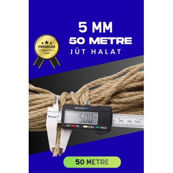 5 MM 50 Metre Jüt Halat Dekoratif Hasır İp Urgan Süs