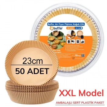 50 Adet Air Fryer Pişirme Kağıdı Tek Kullanımlık  23 Cm Yuvarlak Pişirme Kağıdı XXL PVC li (4887)