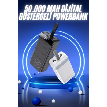 50.000 Mah Powerbank Turbo Hızlı Led Göstergeli Android İos Uyumlu Taşınabilir Askılı