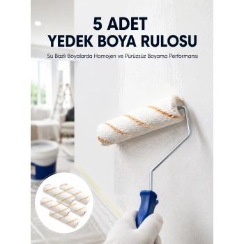 5’li Mini Rulo Boya Seti Duvar Tavan Emülsiyon Uygulama