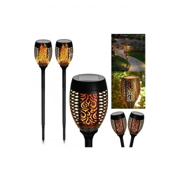 6 Adet Bahçe Lambası Alev Efektli Solar Led Güneş Enerjili Aydınlatma 50 Cm