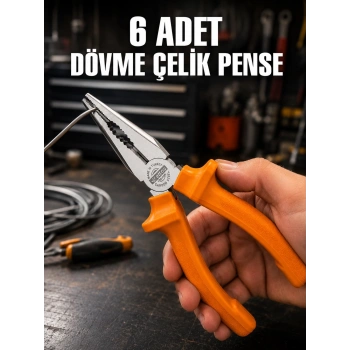 6 Adet Dövme Çelik Pense El Aleti Seti
