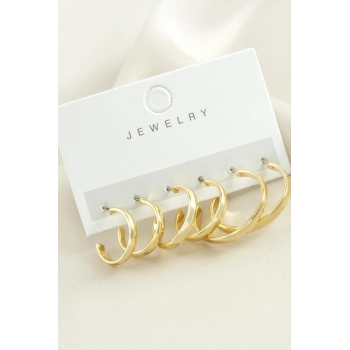 6 Adet Düz Trend Halka Küpe 1,5-2-2,5 cm