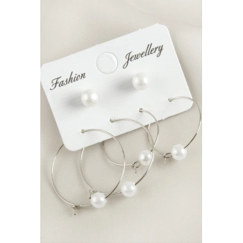 6 Adet İnci Halka Küpe 2,5 cm