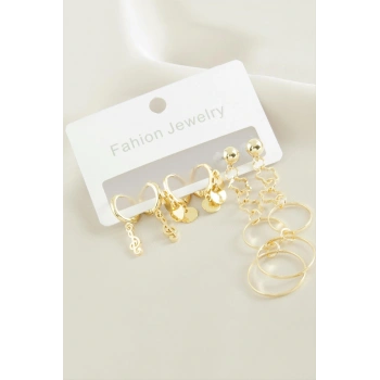 6 Adet İnci Taşlı Halka Küpe