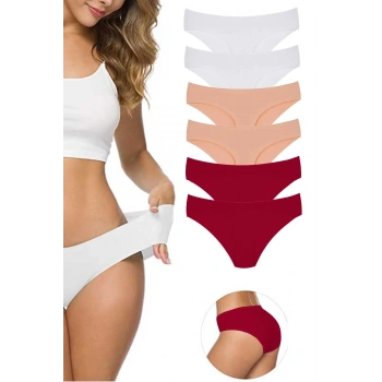 6 Adet Kadın Dikişsiz Lazer Kesim Esnek İz yapmayan Külot S10