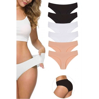 6 Adet Kadın Dikişsiz Lazer Kesim Esnek İz yapmayan Külot S4