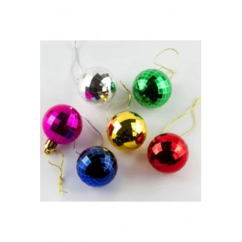 6 Adet Kesik Küçük Cici Top Yılbaşı Ağaç Süsü