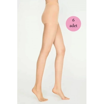 6 Adet Parlak Fit 15 Likralı Külotlu Çorap Açık Ten