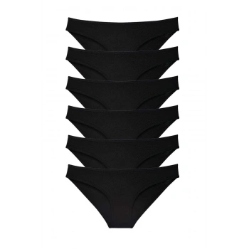 6 adet Süper Eko Set Likralı Kadın Slip Külot Siyah