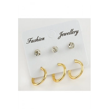 6 Adet Taşlı Halka Küpe 1,5 cm