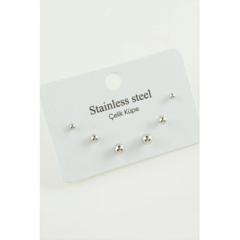 6 Adet Top Çelik Küpe