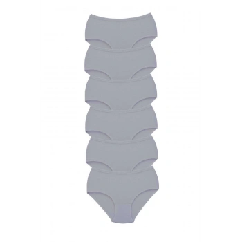 6 Adet Tutku Kadın Yüksek Bel Bato Kalın Lastik Külot Gri