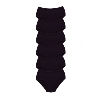 6 Adet Tutku Kadın Yüksek Bel Bato Kalın Lastik Külot Siyah