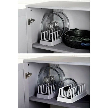 6 Bölmeli Tencere Kapak Rafı - Tencere Kapak Organizeri