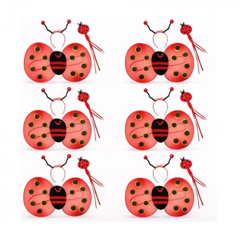 6lı Uğur Böceği Ateş Böceği Kostüm Seti – Kanat Taç Asa