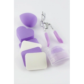 6 Makyaj Süngeri & Kirpi Kıvırma Seti