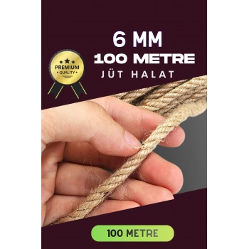 6 MM 100 Metre Jüt Halat Dekoratif Hasır İp Urgan Süs
