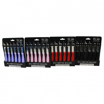 6 PARÇA  MEYVE BIÇAK RENKLİ PLASTİK SAPLI (4887)