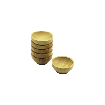 6 PCS MİNİ=6CM AHŞAP BAMBU LOKUMLUK - ÇEREZLİK KASE (4887)