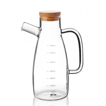 650 Ml Bambu Kapaklı Cam Yağdanlık -70086