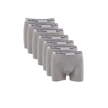 7 adet Feelline Gri Pamuklu Doğal Likralı Erkek Boxer